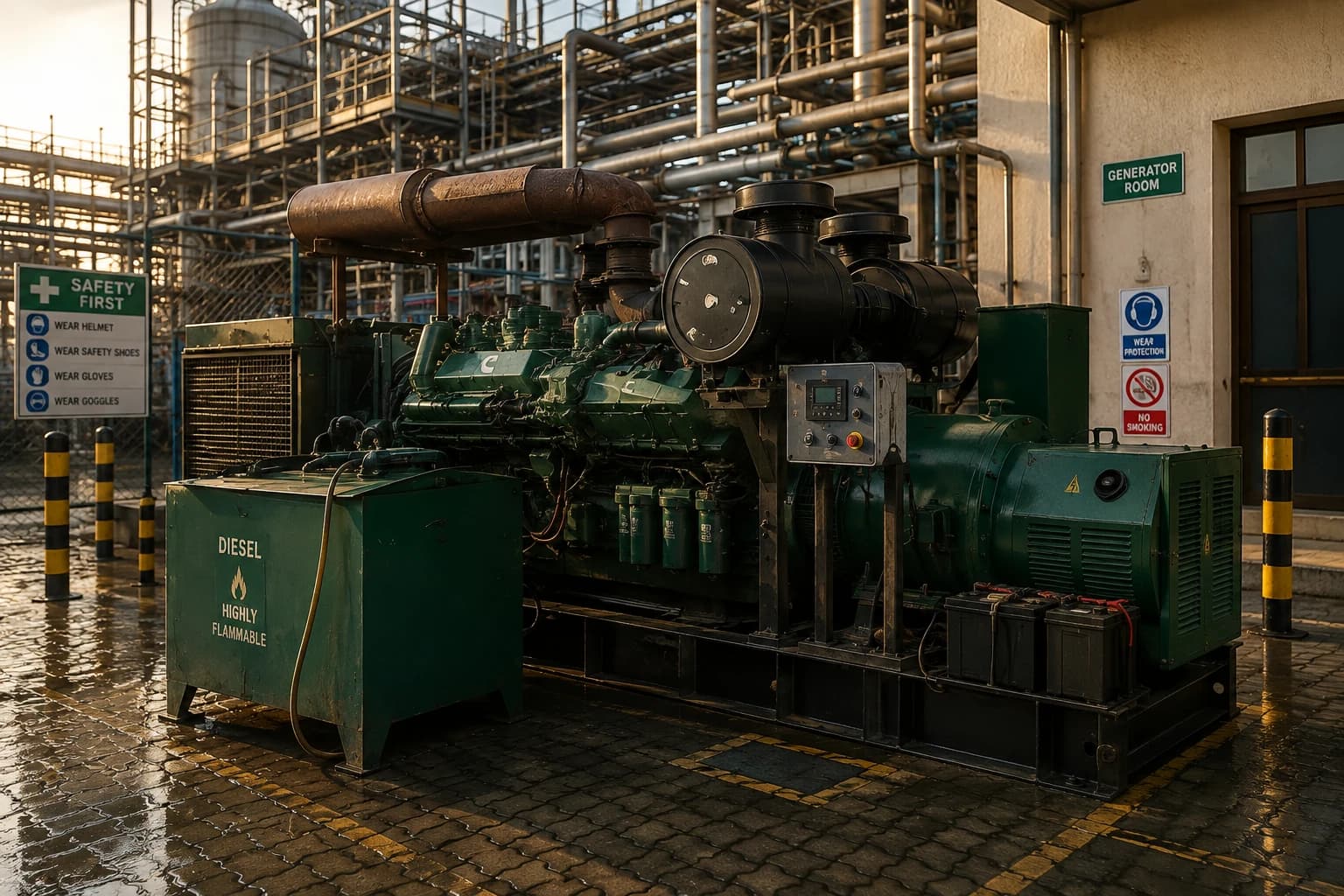 JAYCO POWER diesel generator on rent at an industrial plant — 24/7 emergency power solutions